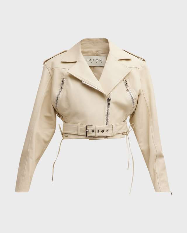 Jane Leather Crop Moto Jacket