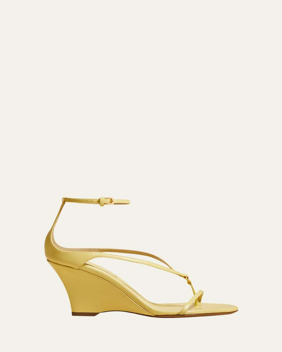 Marion Leather Thong Wedge Sandals