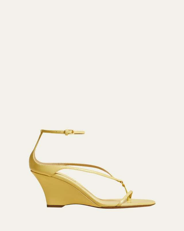 Marion Leather Thong Wedge Sandals