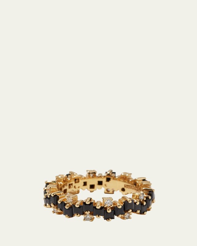 5mm Eternity Band with Princess-Cut Black Sapphires and White Diamonds