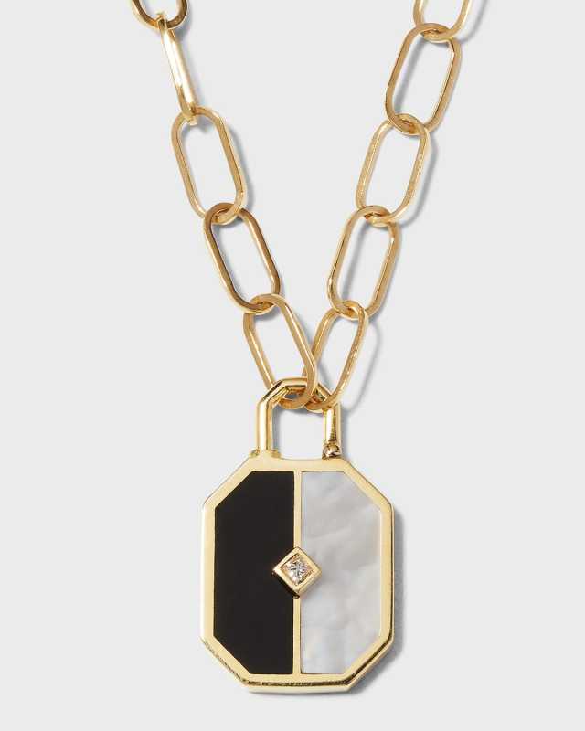 Lock'In Love Pendant Necklace with Black Onyx and White Mother-of-Pearl