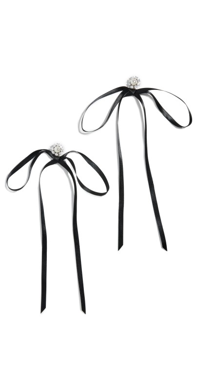 Simone Rocha Double Ended Daisy Bow Earrings Crystal/Black