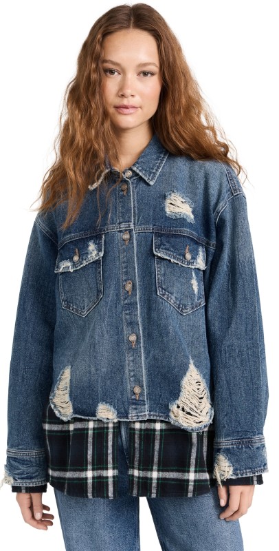 Juun. J Destroyed Layered Shirt Blue