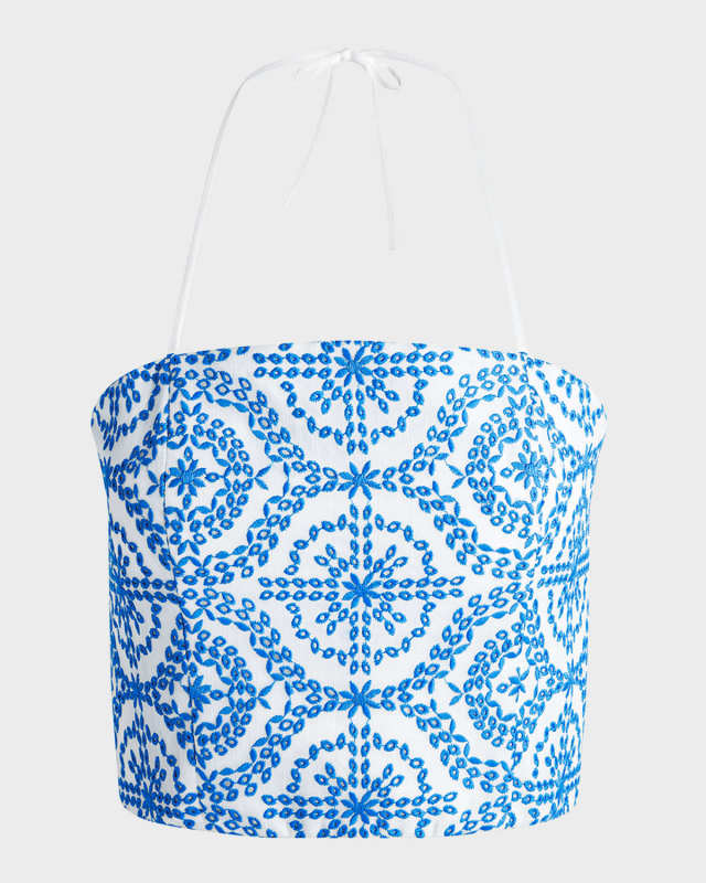 Ceresi Embroidered Halter Crop Top