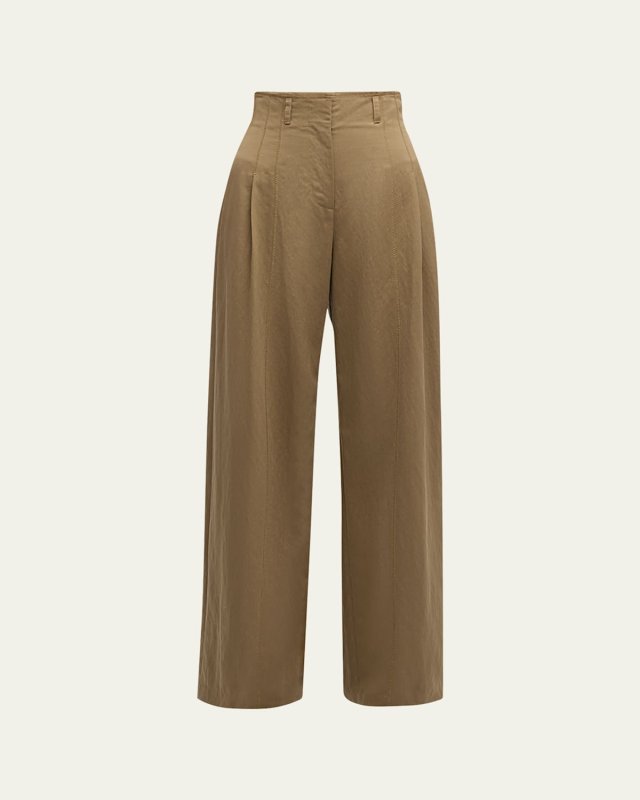 Delvine High-Rise Pleated Wide-Leg Pants