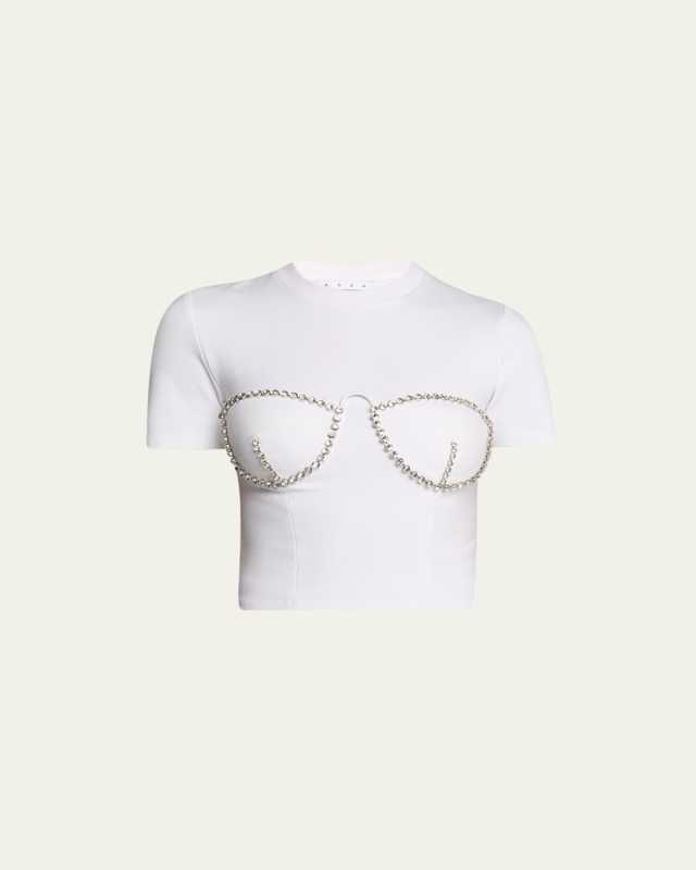 Crystal Bustier Cup Crop T-Shirt