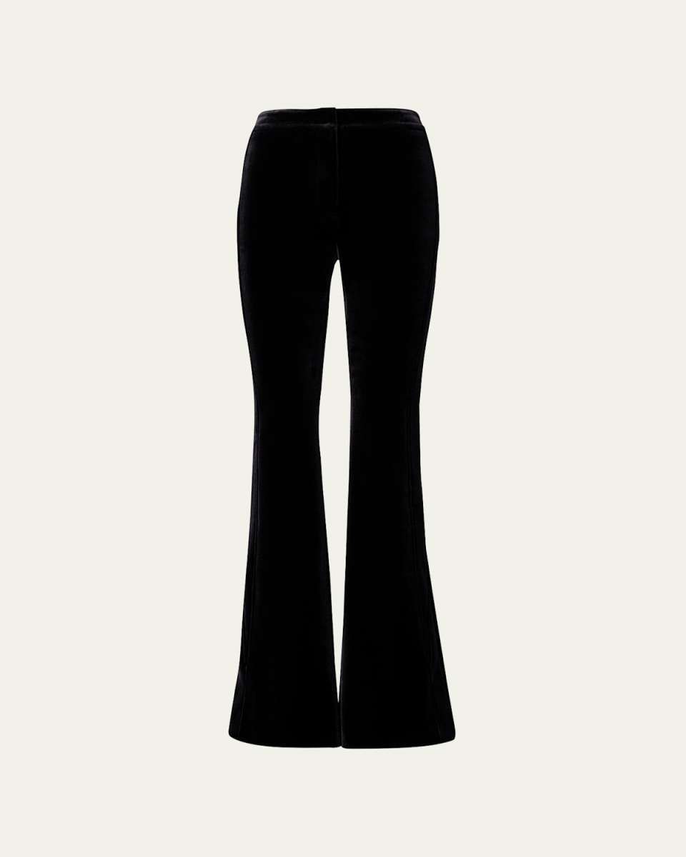 Faris Pant, Velvet Neoprene, High Rise, Front Closure, Bootcut Leg