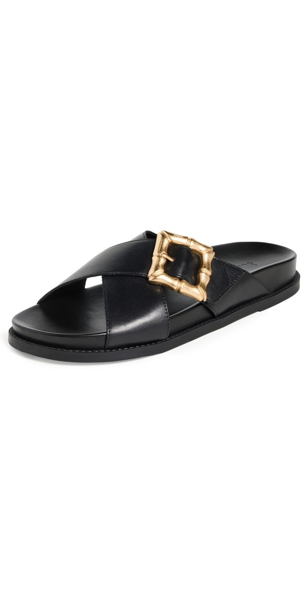 Schutz Enola Crossed Sandals Black