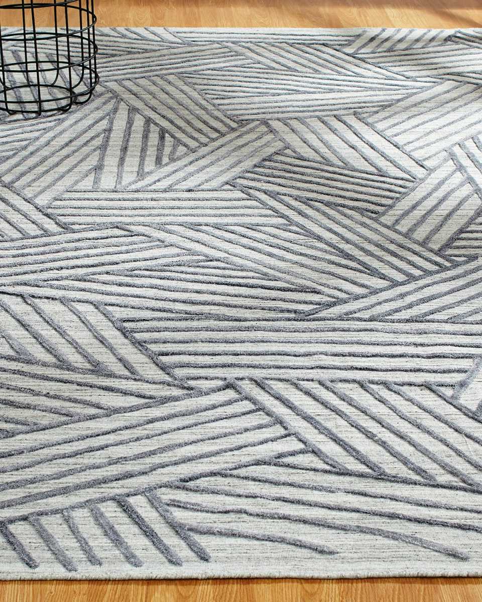 Borders Hand Knotted Rug, 9' x 12'