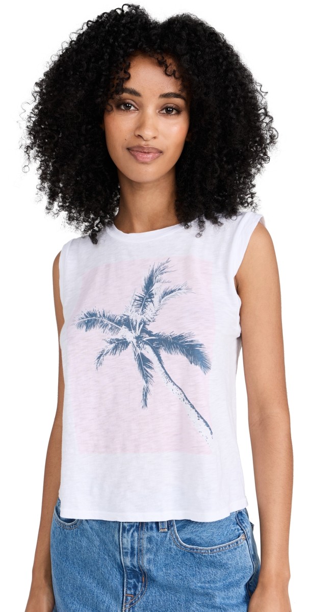 SUNDRY Palm Tree Tank White