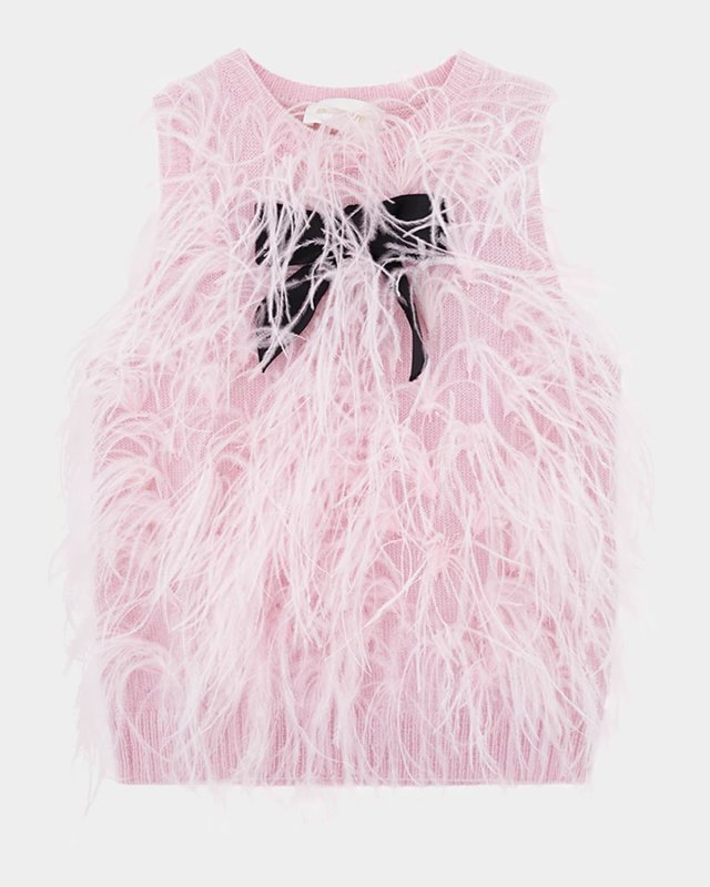 Sleeveless Ostrich Feather Top