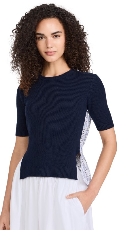 Sea Lennon Embroidery Combo Top Navy