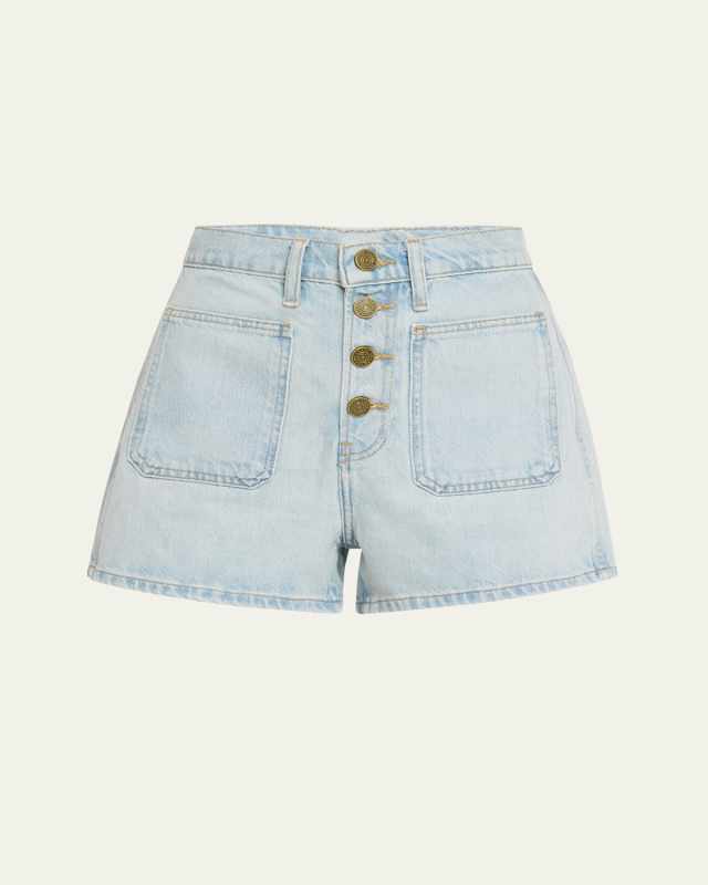 Le Bardot Exposed Button Denim Shorts