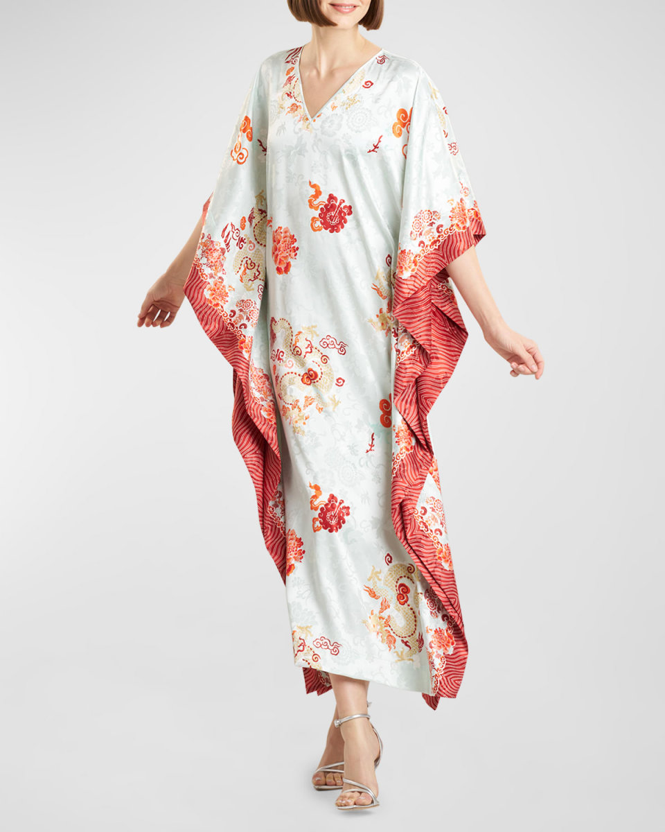 Imperial Dragon Jacquard Satin Caftan