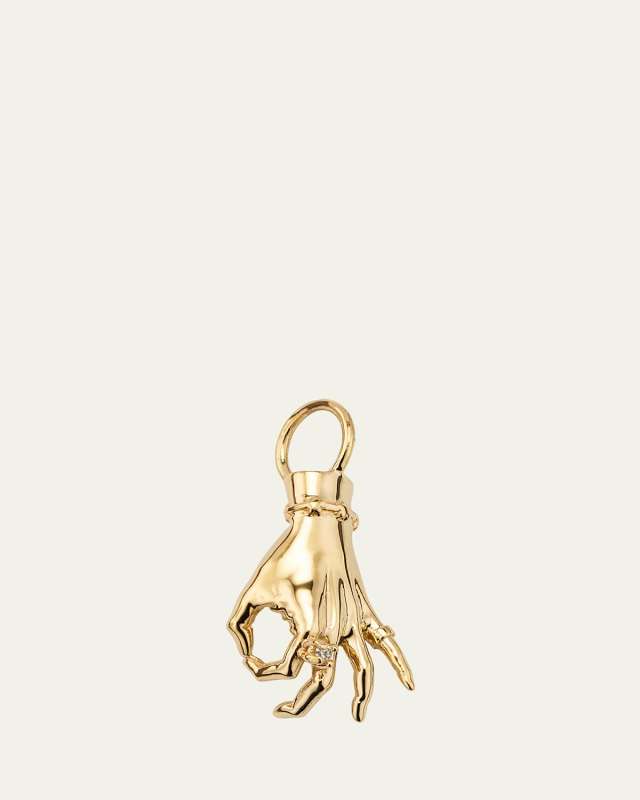 14K Yellow Gold Gyan Mudra LadyFinger Pendant With Diamond
