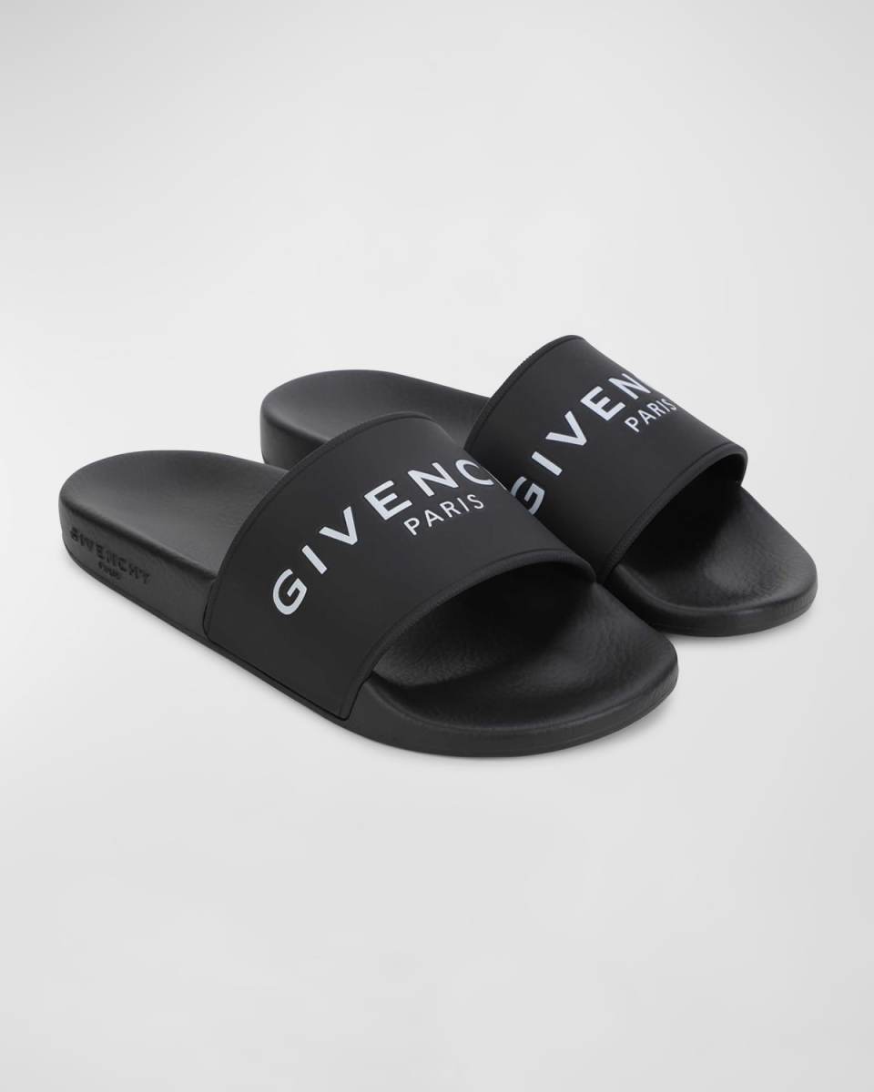 Boy's Embossed Logo-Print Slides, Toddlers
