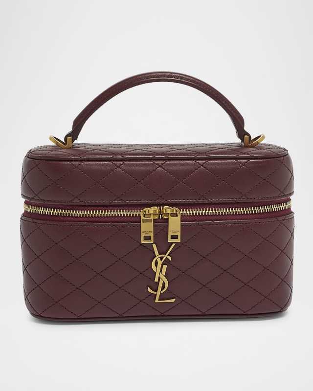 Gabby Mini Vanity Case in Quilted Leather with Gold Hardware