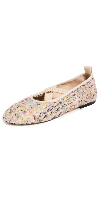 Wandler June Ballerina Flats Cream Tweed