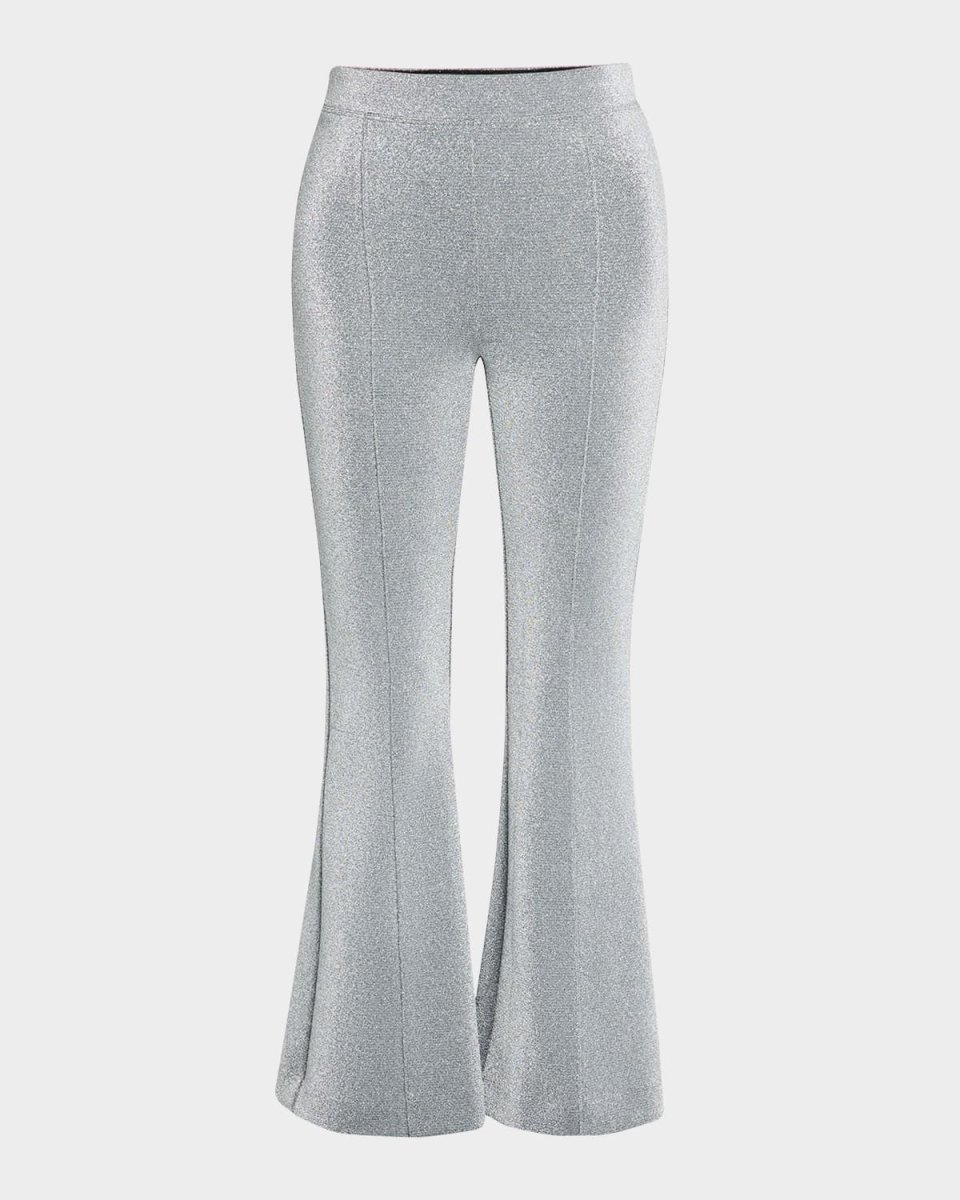 Metallic Cropped Flare Leg Pants