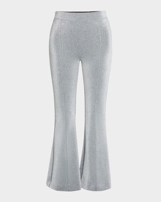 Metallic Cropped Flare Leg Pants