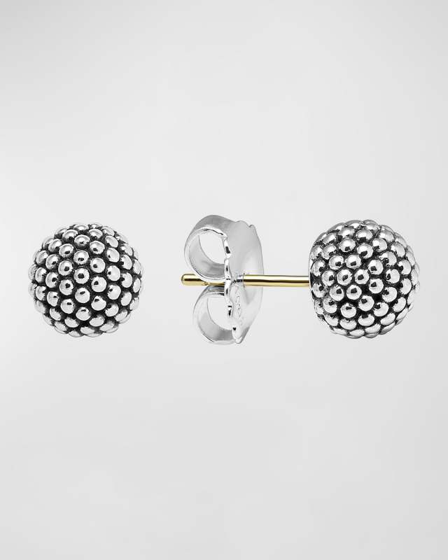 Silver Columbus Circle Stud Earrings