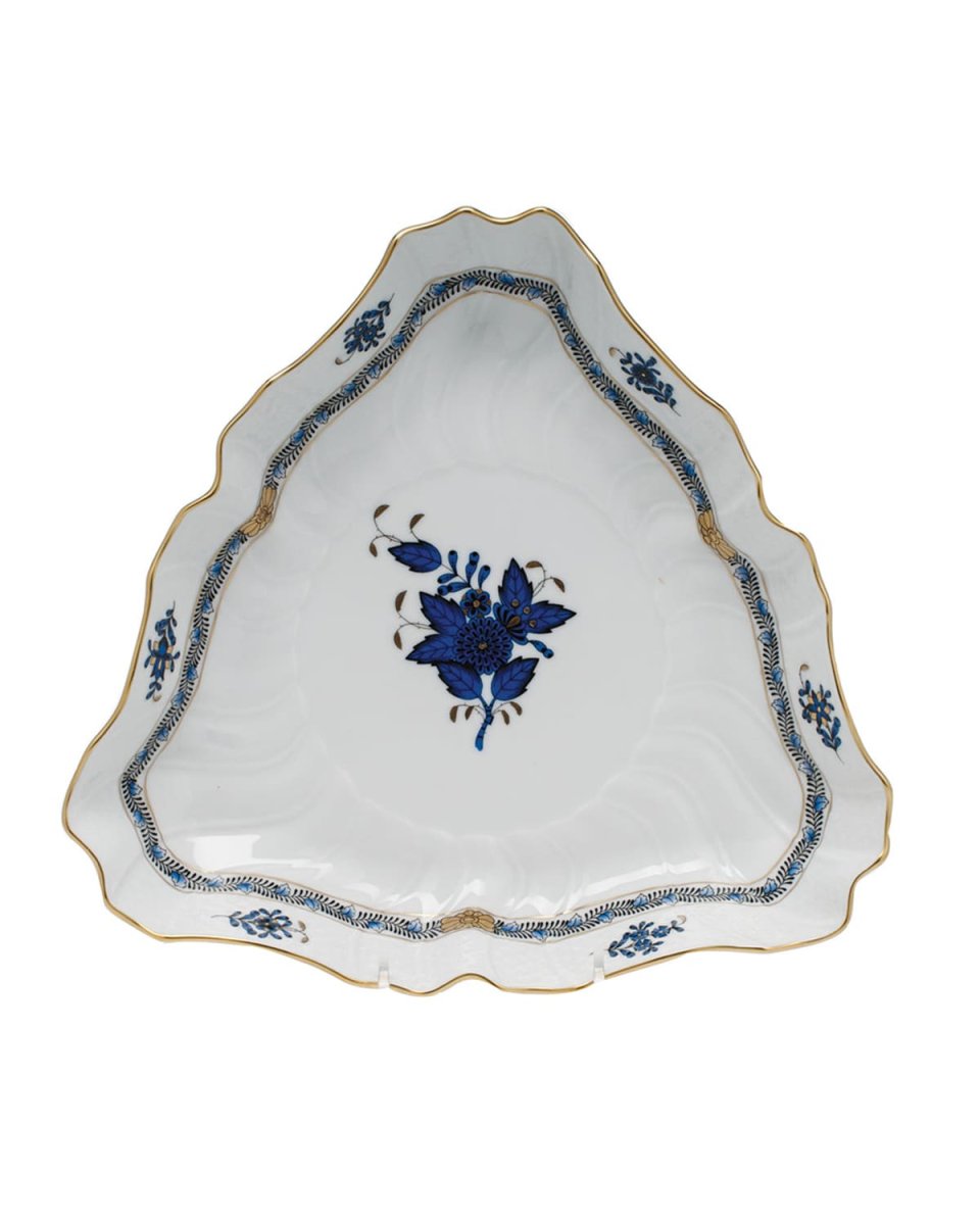 Chinese Bouquet Black Sapphire Triangle Dish