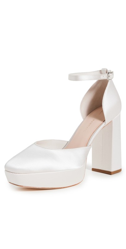 Loeffler Randall Selina Closed Toe Ankle Strap Platform Pumps Cream