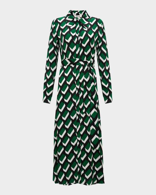 Gizelle Geometric-Print Midi Shirtdress
