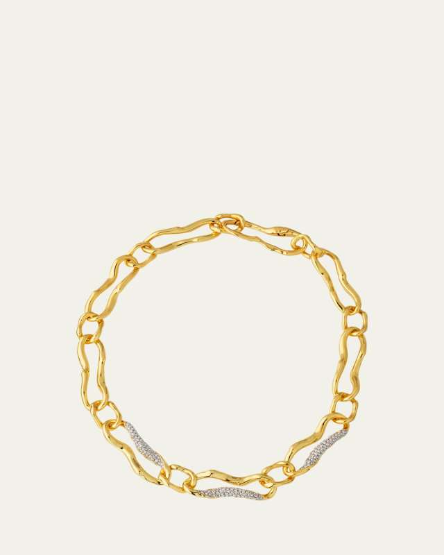 Brut Gold Curved Link Necklace, 18"L
