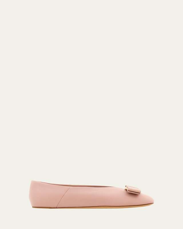 Vanna Calfskin Bow Ballerina Flats