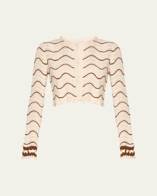 Louise Shrunken Cotton Crochet Cardigan