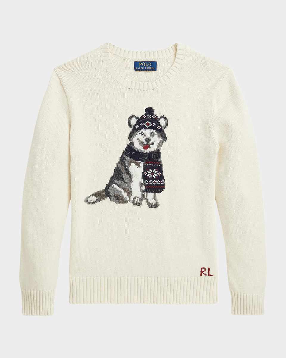 Boy's Husky Intarsia Sweatshirt, Size S-X