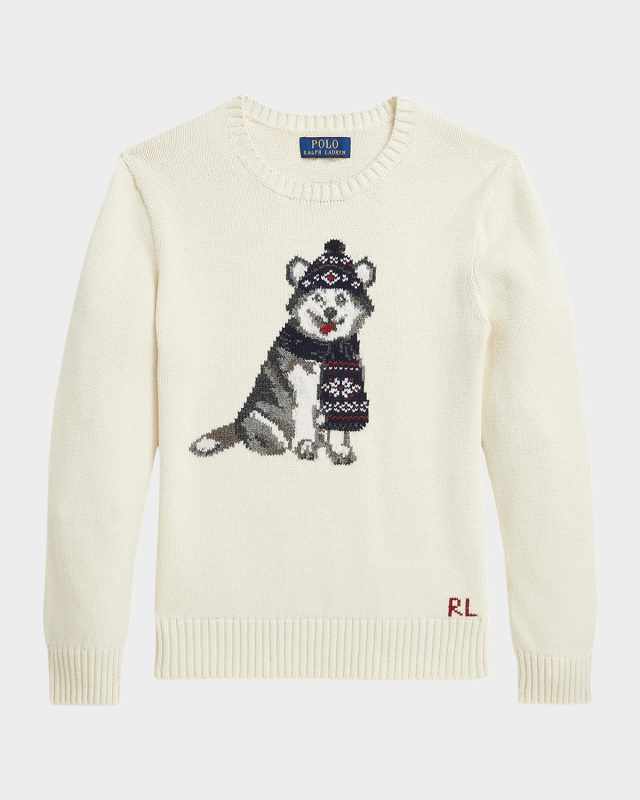 Boy's Husky Intarsia Sweatshirt, Size S-X