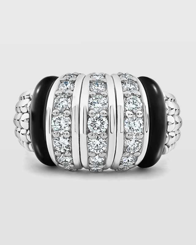 Black Caviar Large 3-Link Diamond Ring