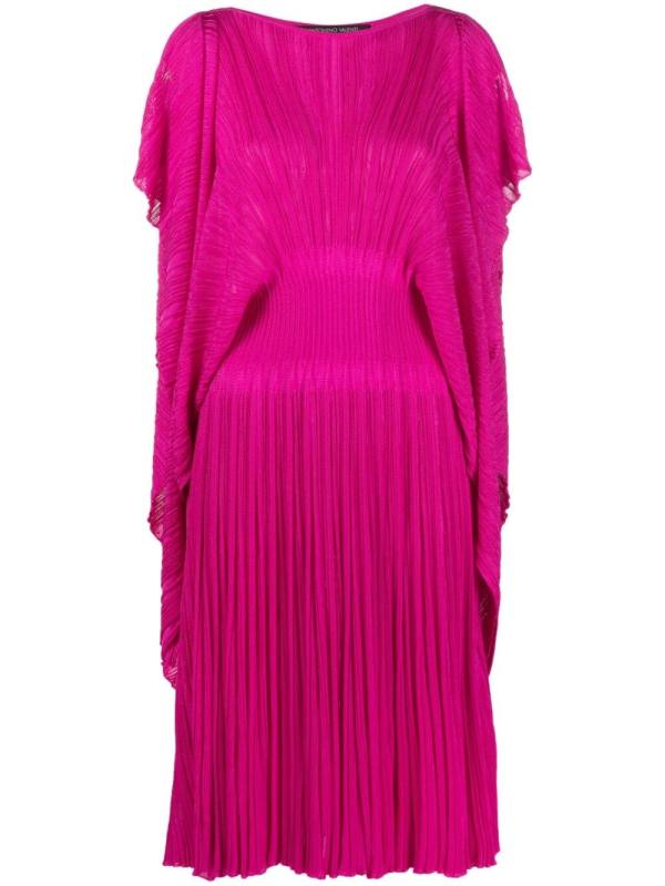 fully pleated slit-sleeve dress