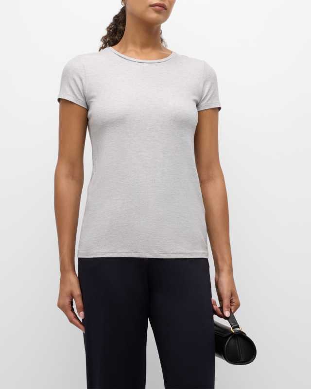 Soft Touch Metallic Crewneck Top