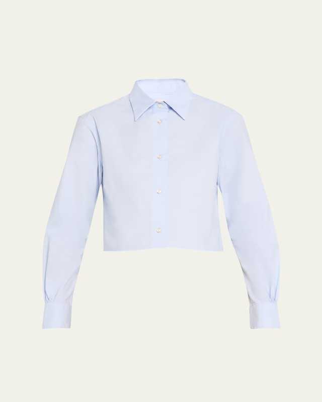 Cataleya Long-Sleeve Cotton Poplin Top