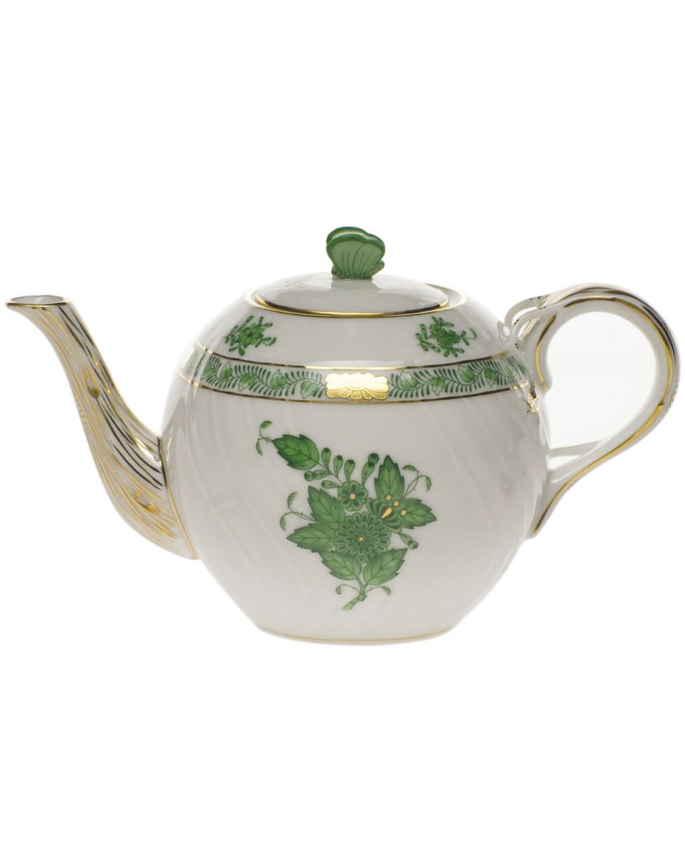 Chinese Bouquet Green Teapot with Butterfly