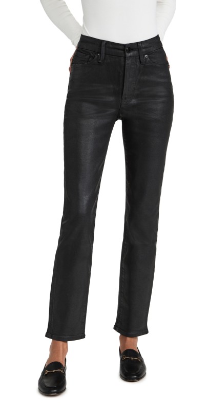 Good American Good Classic Coated Pants Black001