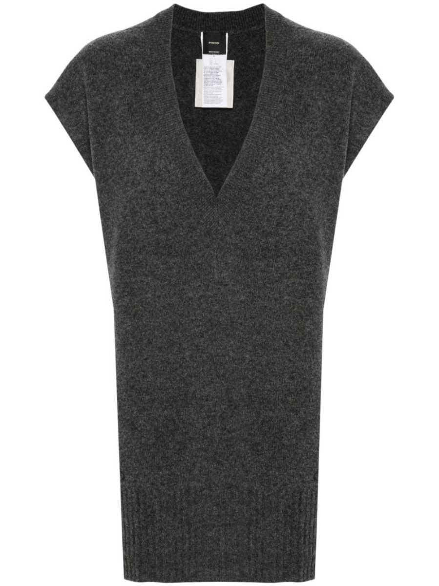 V-neck fine-knit gilet