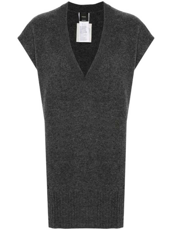 V-neck fine-knit gilet