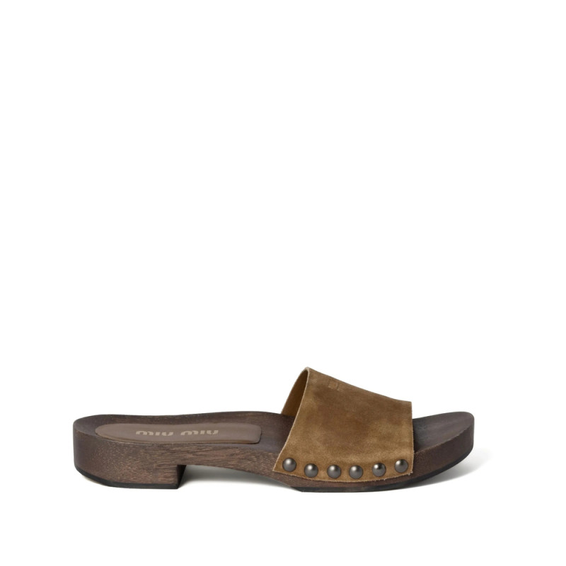 Miu Miu Faded-suede Clogs