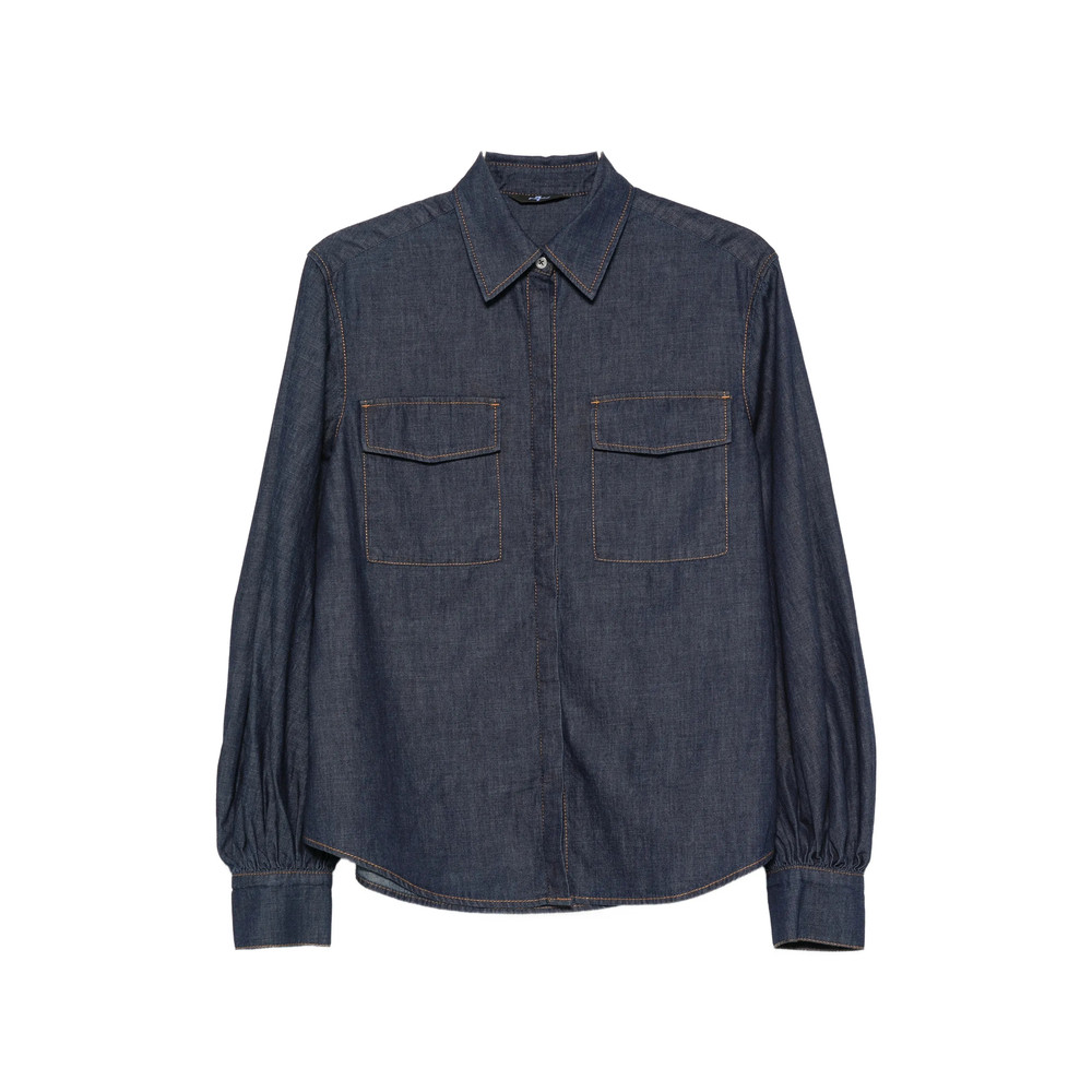 7 For All Mankind Balloon-sleeve Denim Shirt