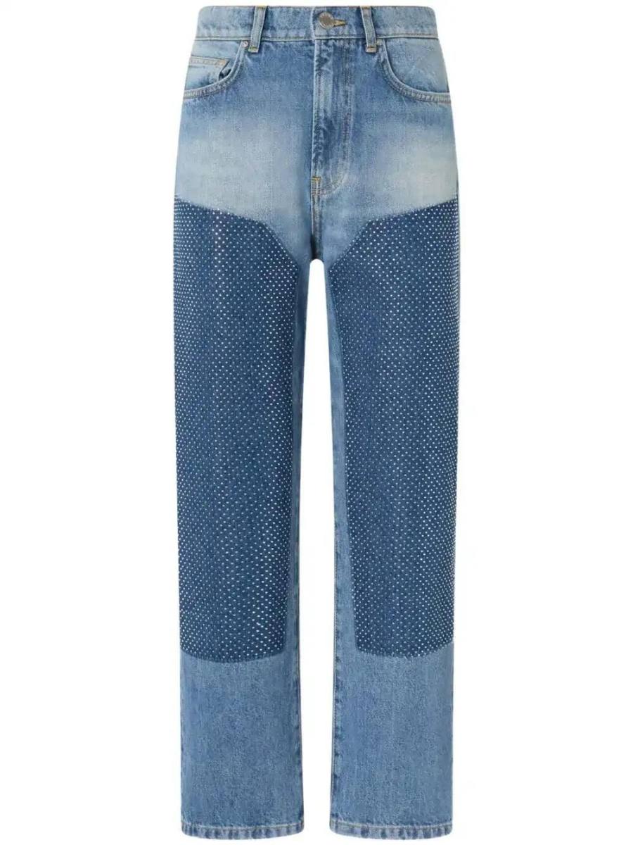 appliqué-patch straight-leg jeans