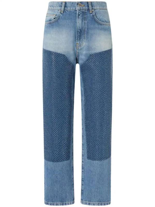 appliqué-patch straight-leg jeans