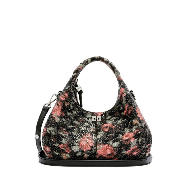 Ganni Mini Beaded Floral-print Tote Bag