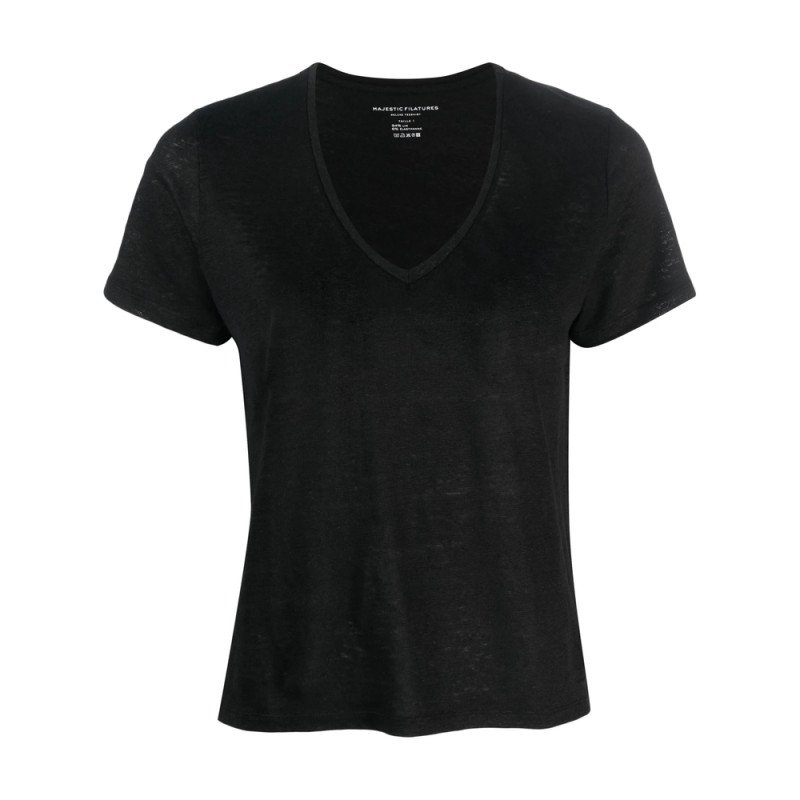 Majestic Filatures V-neck Linen T-shirt