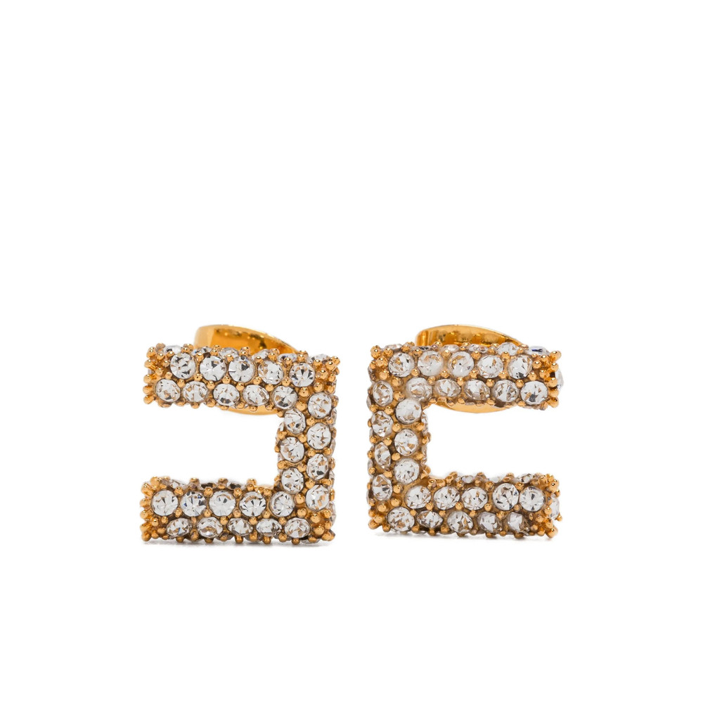 Elisabetta Franchi Square-frame Crystal-embellishment Earrings