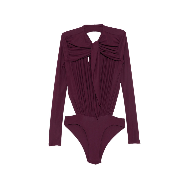 Amazuin Anais Pussy-bow Open-back Bodysuit