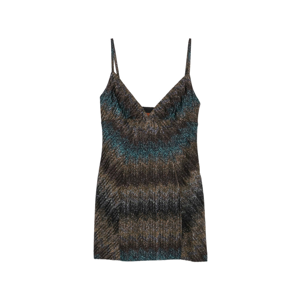 Missoni Zigzag-knit V-neck Mini Dress